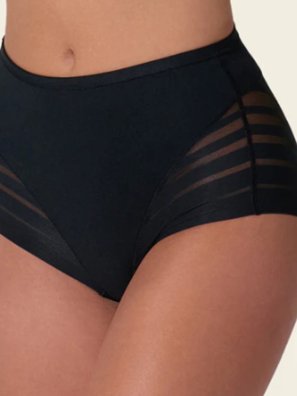 Leonisa Stripe Undetectable Lace Classic Shaper Panty - Black - Size XL